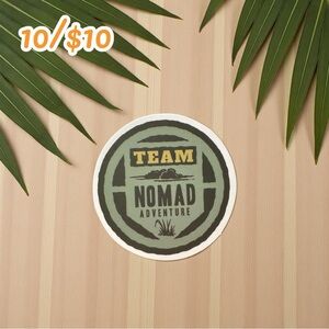 “Team Nomad Adventure” Circle Sticker – Approx. 2”, Matte Finish